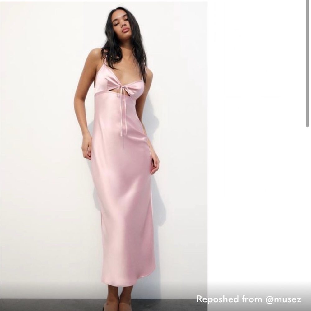 Zara SATIN EFFECT CUT OUT DRESS NWT